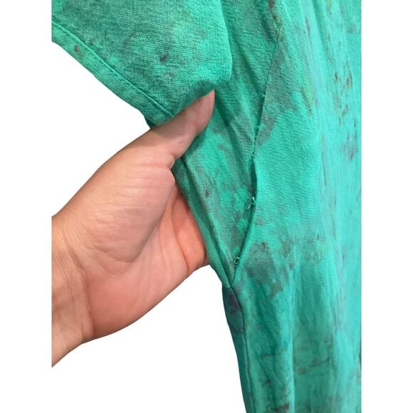 CMC Color Me Cotton Womens Midi Dress Sz Medium Green Boho Cotton Lagenlook READ - Picture 7 of 9